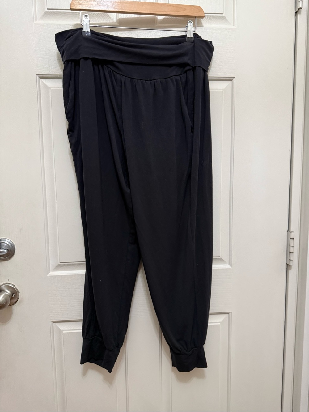 Athleta Black Fold-Over Waist Jogger Pants